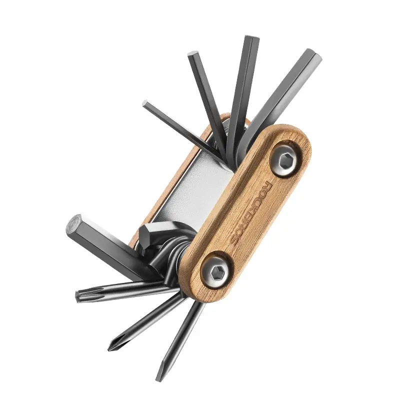 Rockbros Titanium-Coated 8-In-1 Bike Repair Tool – Ergonomic Wood Handle 1