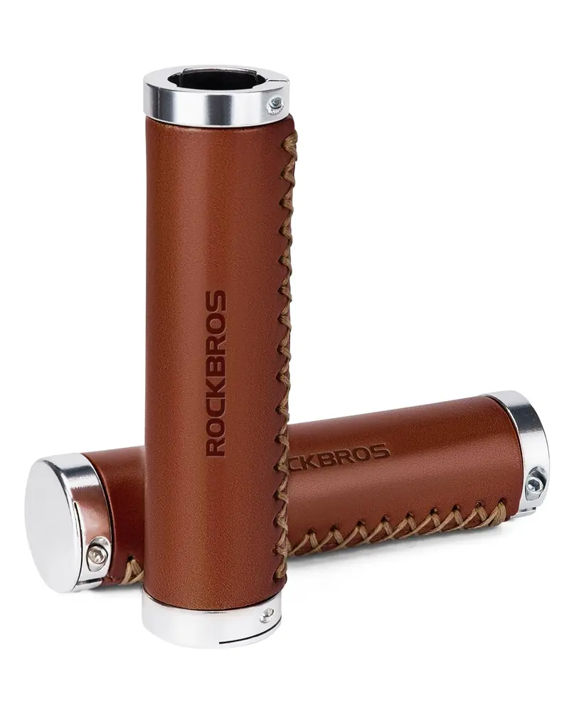 Rockbros Vintage Leather Handlebar Grips – 22.2Mm Foldable & Mountain Bike Compatible 1