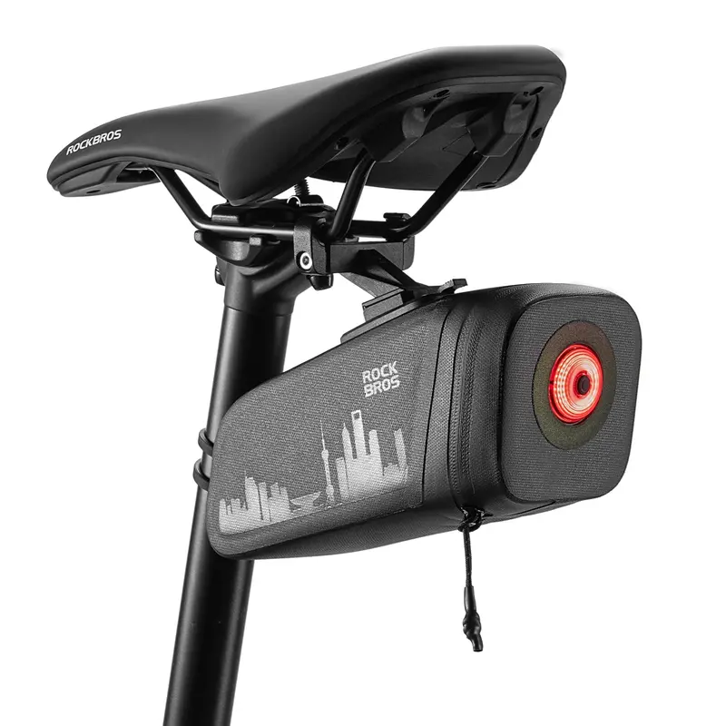Rockbros Waterproof Saddle Bag With Integrated Brake-Activated Tail Light 1