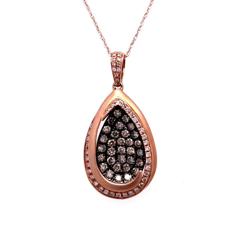 Rose Gold Diamond Pendant With Warm Mocha Diamond Accent 1