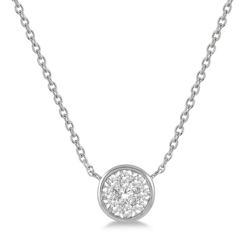 Round Bezel-Set Lovebright Diamond Pendant In Precious Metal 1