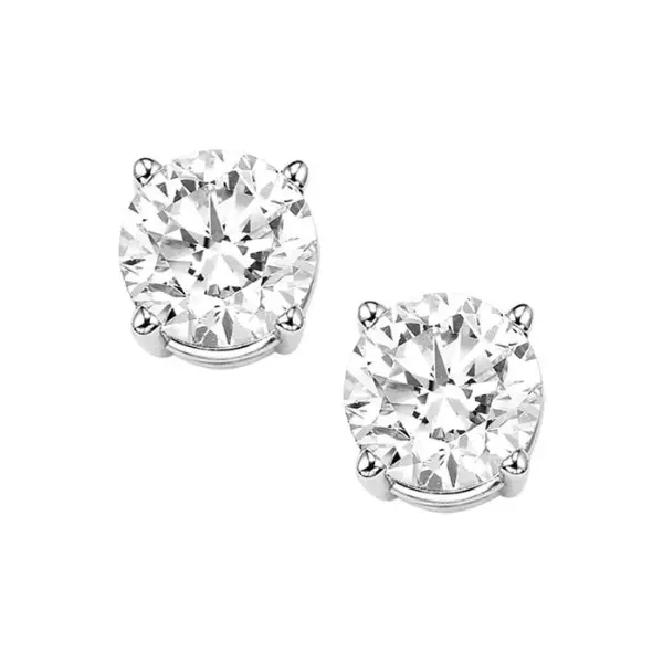 Round Diamond Stud Earrings In 14K White Gold – 0.75Ctw 1