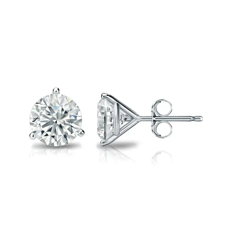 Round Lab-Created Diamond Stud Earrings – 1 1/3 Carats Total Weight In White Gold 1