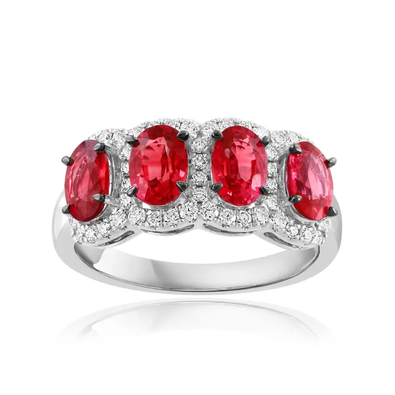 Ruby And Diamond Solitaire Ring In 18K White Gold 1