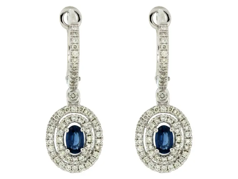 Sapphire And Diamond Drop Earrings—1.15 Carat Total Weight In 14K White Gold 1