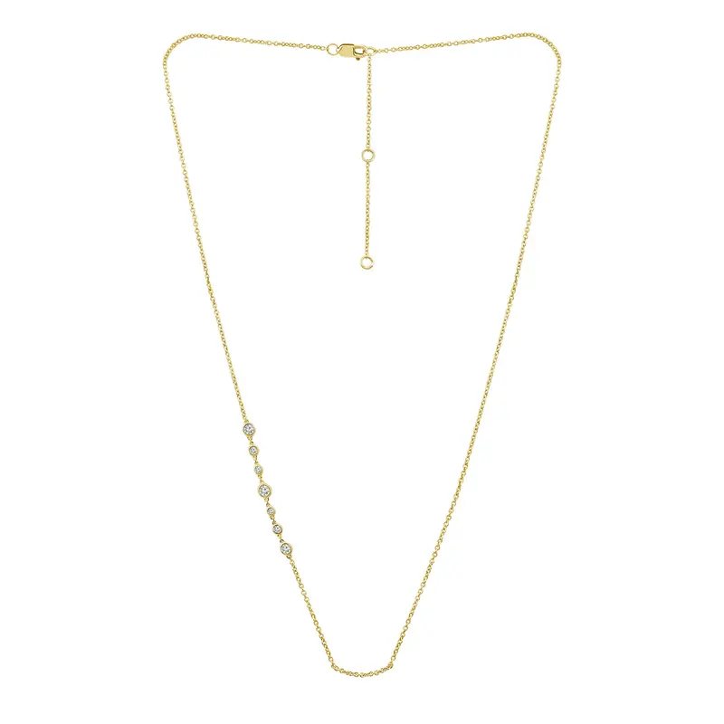 Seven-Stone Diamond Station Necklace – 0.375Ctw Round Diamonds In Yellow Gold 1