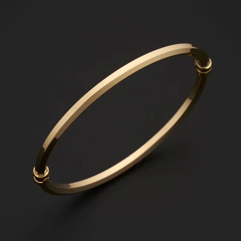 Sharp-Edged 4Mm Bangle Bracelet – 14K Yellow Gold 1