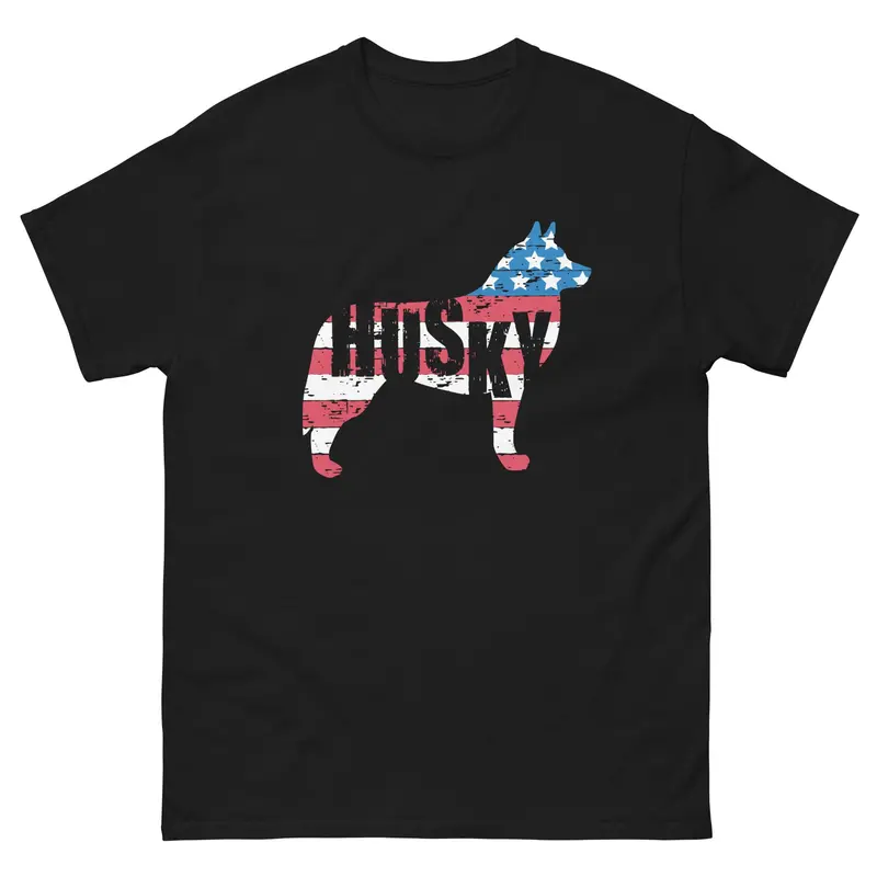 Siberian Husky American Flag T-Shirt – Bold Canine & Patriotic Style 1