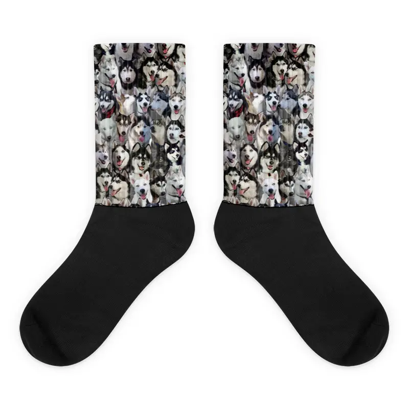 Siberian Husky Sublimation Socks – Full-Print Athletic Style 1