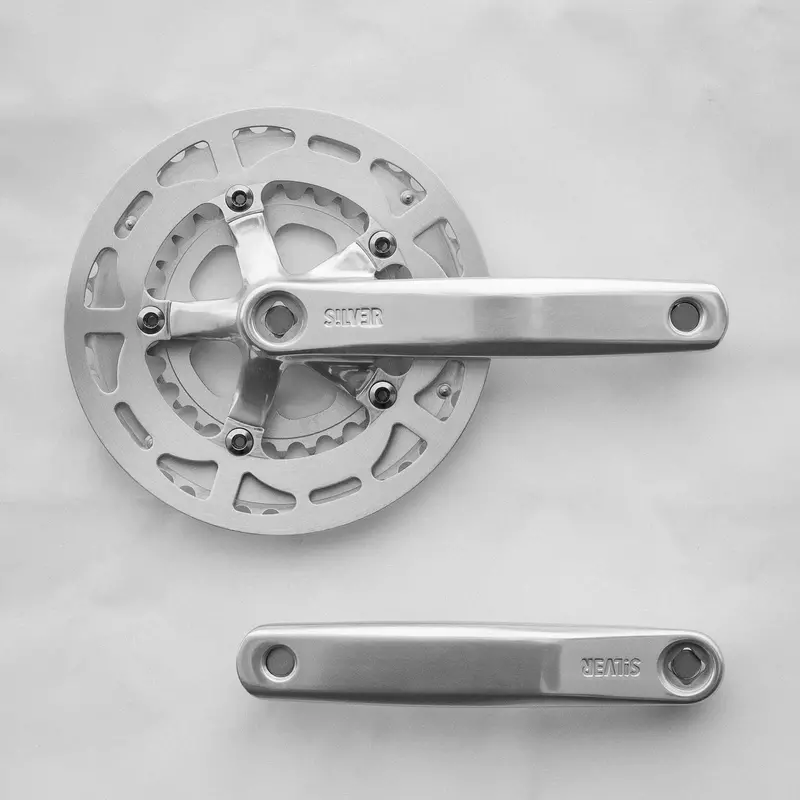 Silver1 Double Chainring Crankset – 42X28T With Chain Guard 1