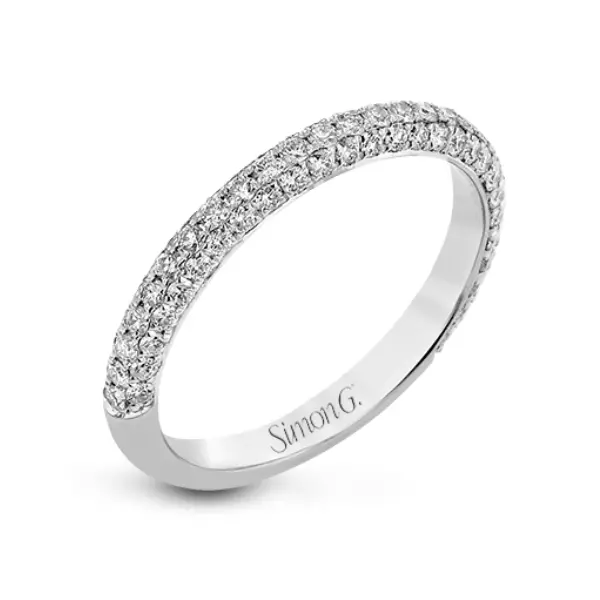 Simon G. 18K White Gold Diamond Wedding Band With Pavé Setting – 0.625 Ct 1