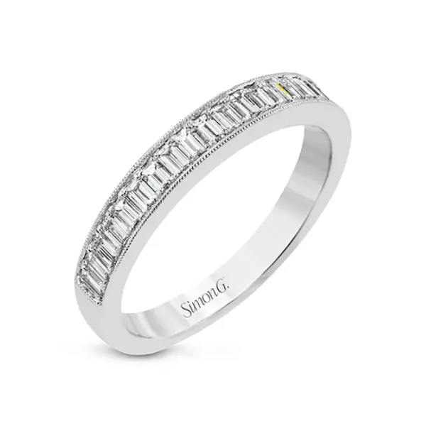 Simon G. 18K White Gold Milgrain-Edged Anniversary Band – 0.625 Ct Diamond 1