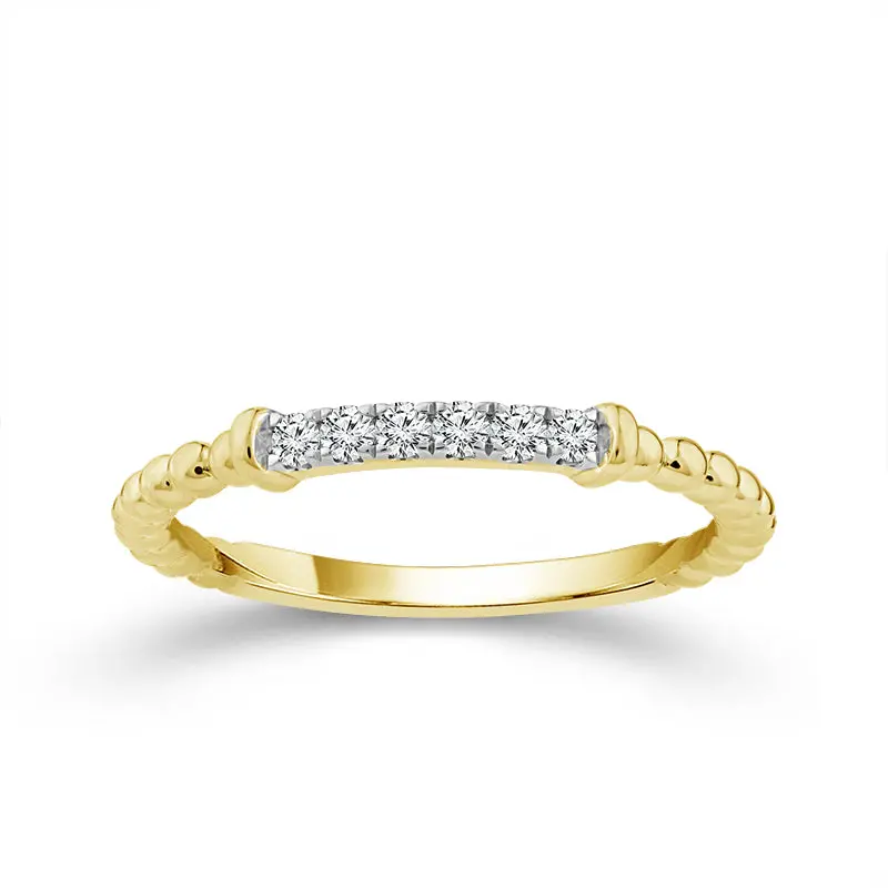 Slim Stackable Diamond Accent Band In 14K Yellow Gold (0.10 Ct) 1