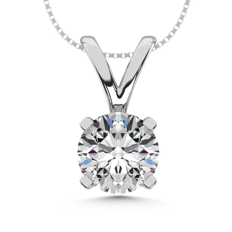 Solitaire Lab-Grown Diamond Pendant – 1.00 Carat Round Brilliant In White Gold 1