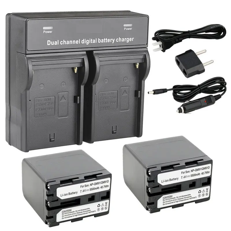 Sony Np-Qm91D Dual-Battery Kit With Charger For Professional Cameras 1