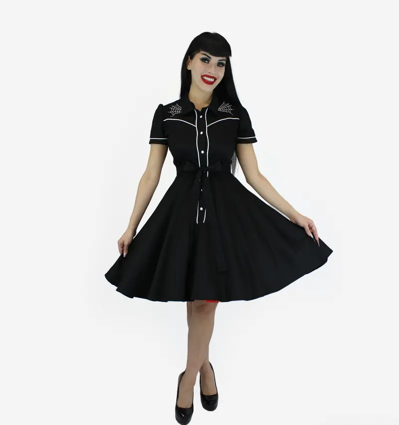 Spiderweb Motif Dress – Vintage Rockabilly Country Evening Gown 1