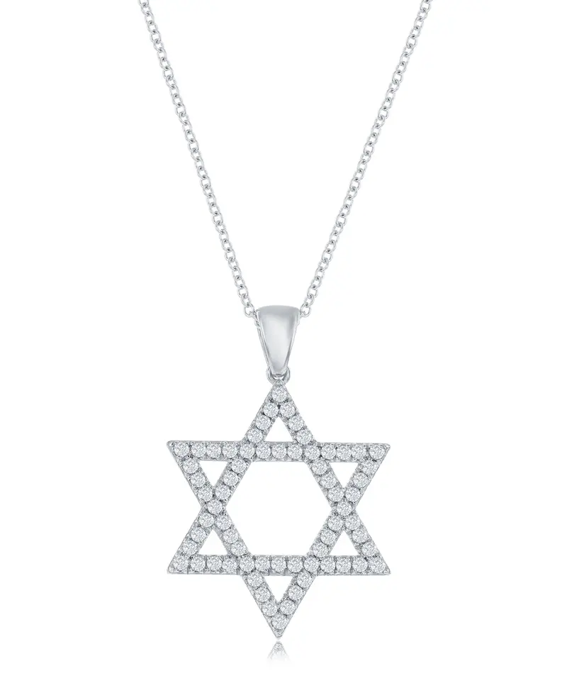 Star Of David Diamond Pendant – 0.50Ctw Natural Diamonds In 14K White Gold 1