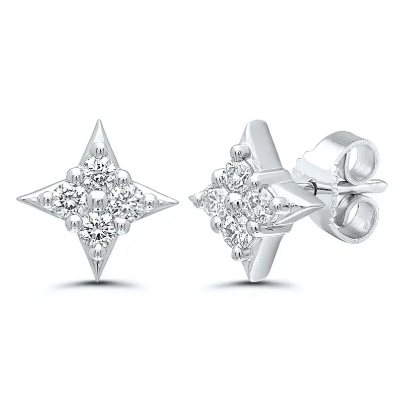 Star Of Hope Diamond Earrings – 14K White Gold, 0.33 Carat Total Weight 1
