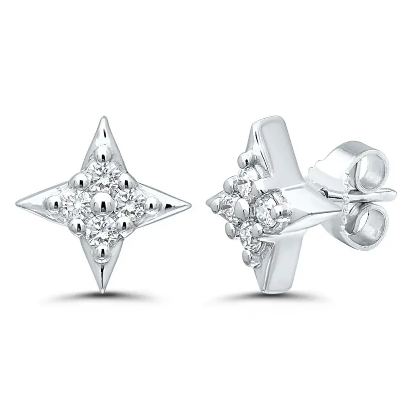 Star Of Hope Diamond Stud Earrings – Sterling Silver, 0.10 Carat Total Weight 1