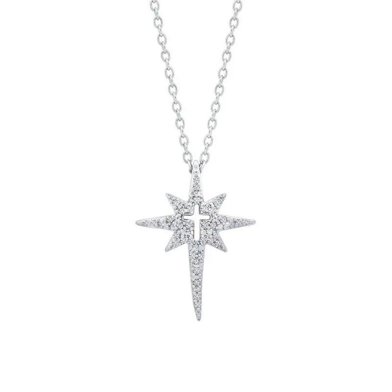 Star-Shaped Diamond Pendant In Sterling Silver – 1/10 Ct Tw 1