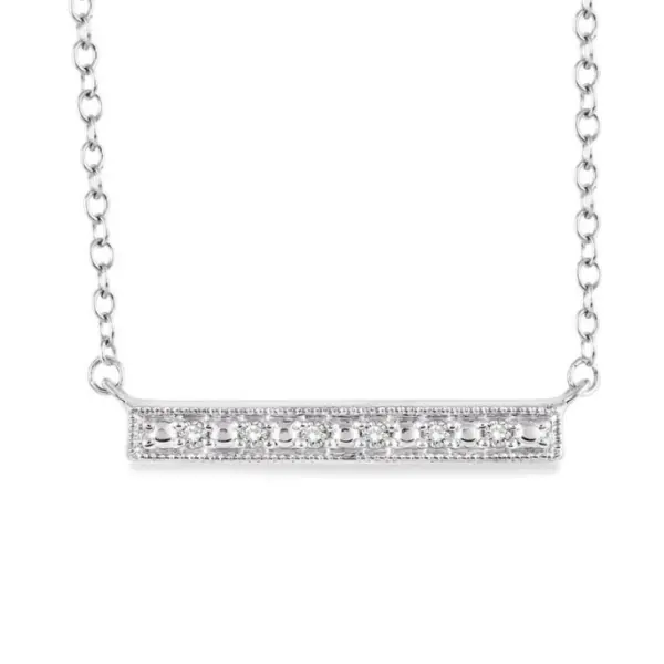 Sterling Silver Bar-Style Diamond Pendant – 1/20 Carat Total Weight 1