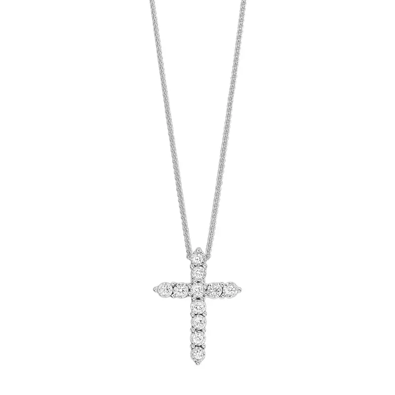 Sterling Silver Cross Pendant Featuring 1/10 Carat Total Weight Diamonds 1
