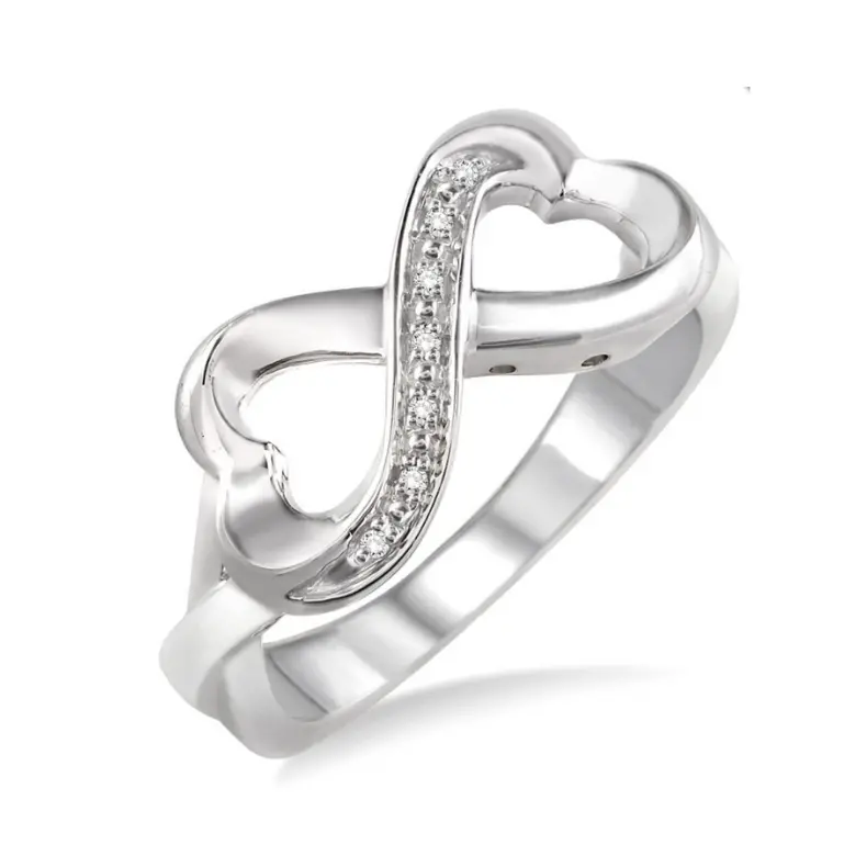 Sterling Silver Diamond Heart Infinity Ring – 0.02 Carat Total Weight 1