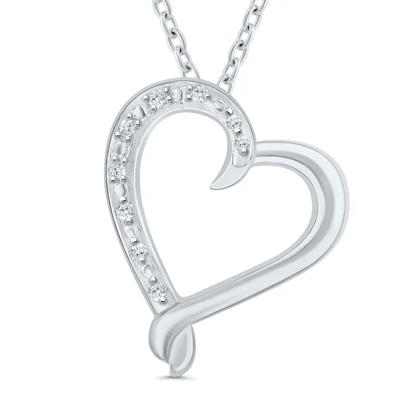 Sterling Silver Diamond Heart Pendant – 0.03 Carat Total Weight 1