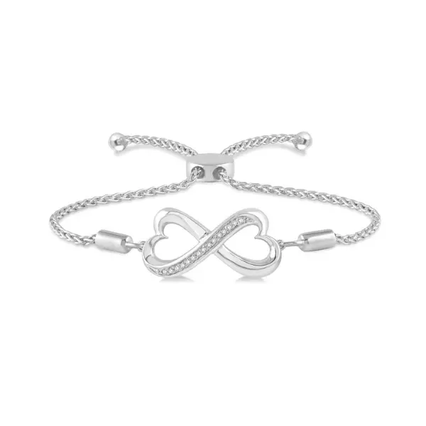 Sterling Silver Diamond Infinity Heart Bolo Bracelet – 0.05 Ct Tw 1