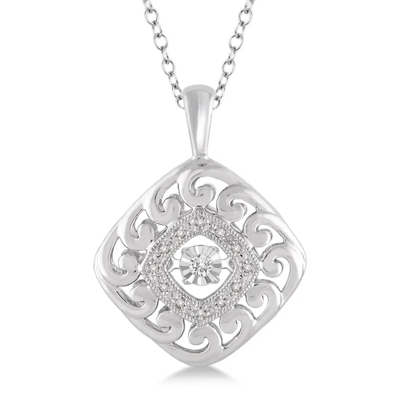 Sterling Silver Emotion-Themed Diamond Pendant – Expressive Design 1