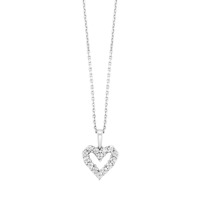 Sterling Silver Heart Pendant With 1/10 Carat Diamond Accent 1