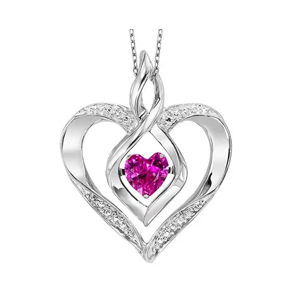 Sterling Silver Lab-Created Heart Pink Tourmaline Pendant – Rhythm Of Love Collection 1