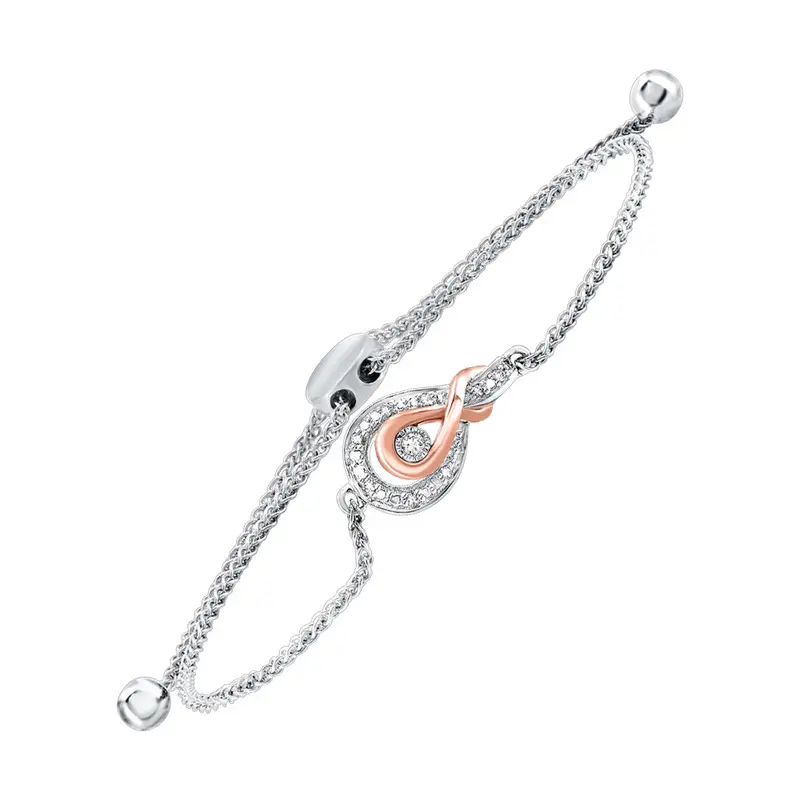 Sterling Silver Love Knot Bracelet With Diamond Accents 1