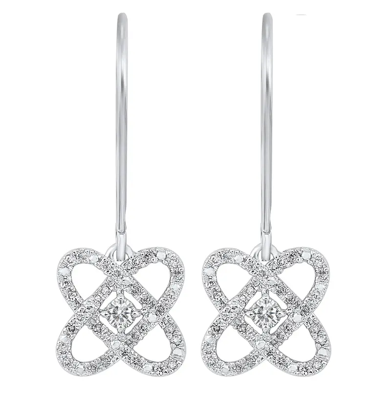 Sterling Silver Love'S Crossing Diamond Earrings – 0.25Ctw 1