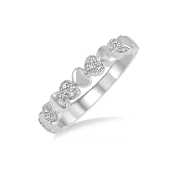 Sterling Silver Mini Heart Diamond Fashion Ring – 1/20 Carat Total Weight 1