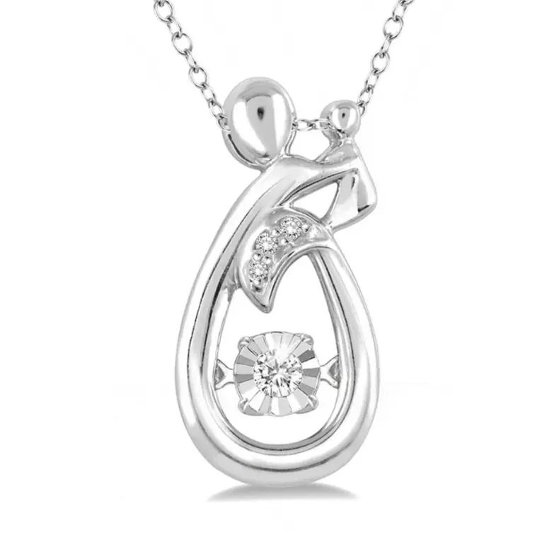 Sterling Silver Mom & Child Rhythm Of Love Diamond Pendant – 0.05Ctw 1