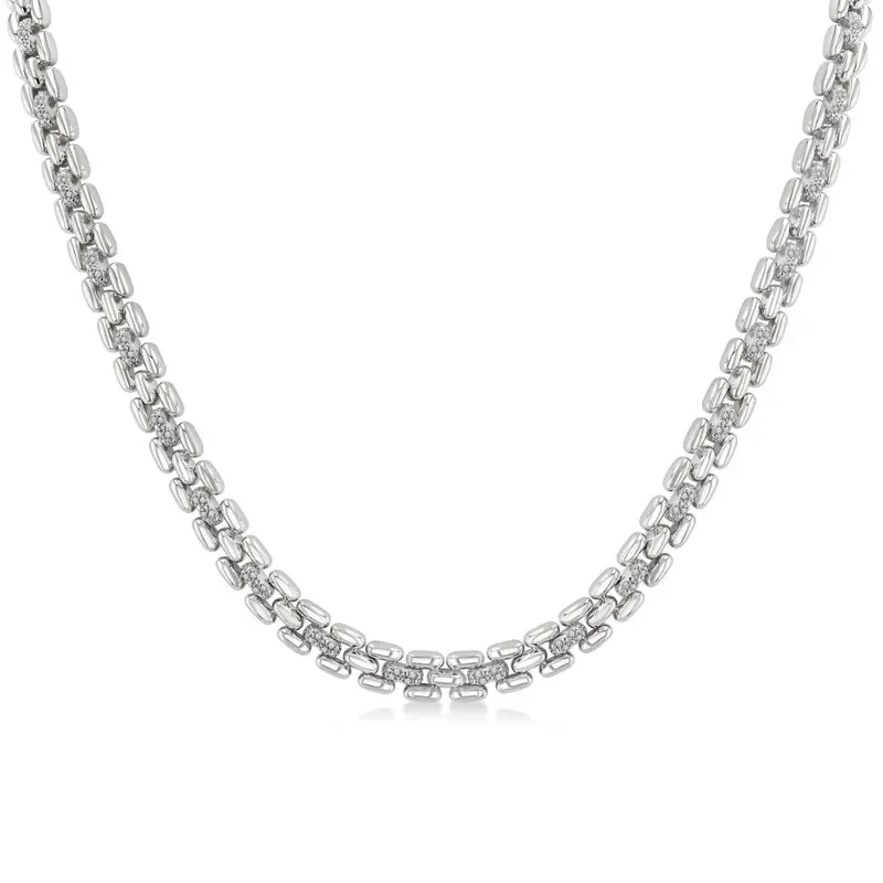 Sterling Silver Panther Link Diamond Necklace – Animal-Motif Statement 1