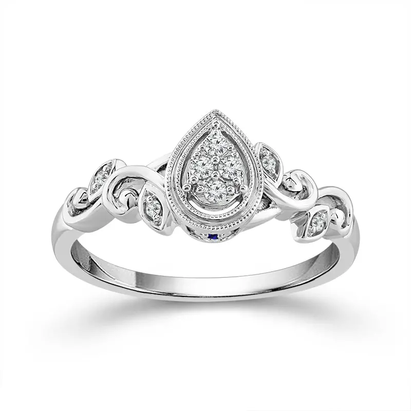 Sterling Silver Pear-Shaped Diamond Promise Ring – 0.10 Carat 1