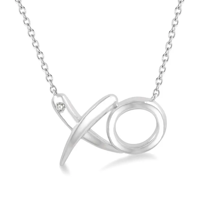 Sterling Silver Xo Symbol Diamond Pendant 1
