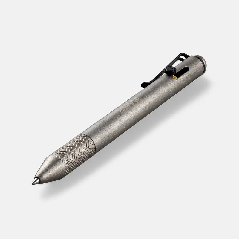 Stonewashed Titanium Bolt Action Pen – Vintage-Inspired Machined Writer 1