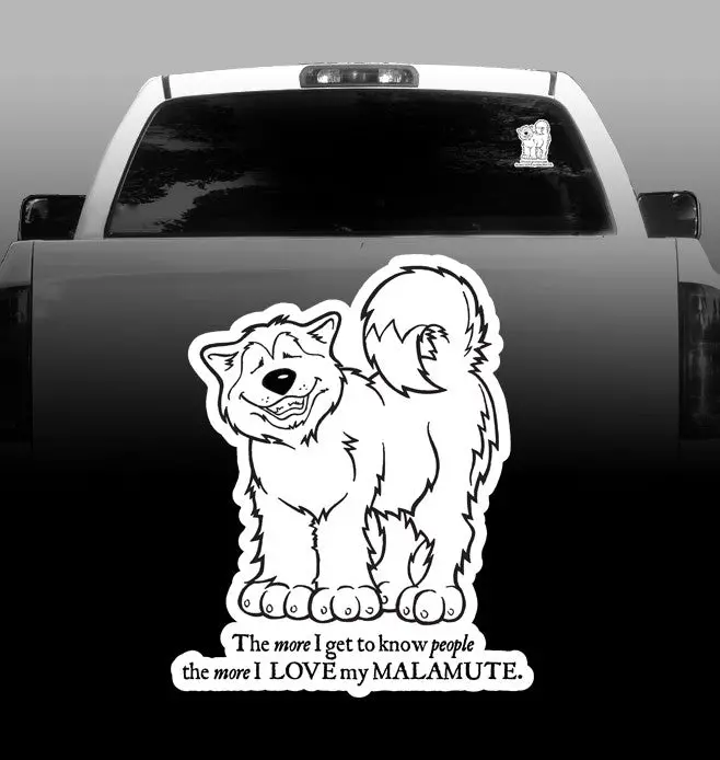 'The More I Get To Know People...' Alaskan Malamute Vinyl Decal – Witty Canine Sticker 1