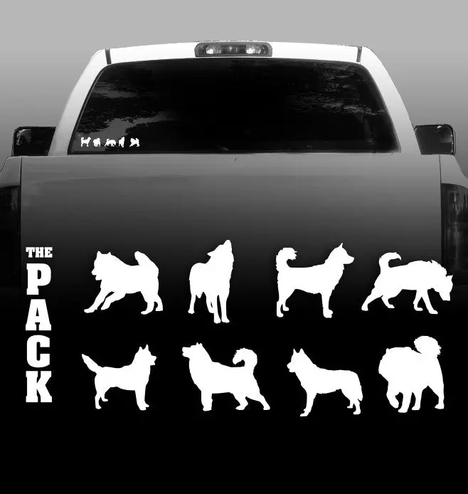 'The Pack' Dual-Breed Vinyl Decal – Siberian Husky & Alaskan Malamute Group Art 1