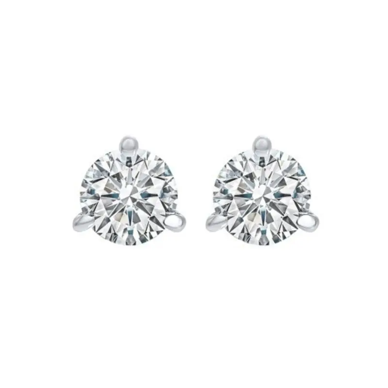 Three-Prong Lab-Grown Diamond Stud Earrings – 2.00 Carats Total Weight In White Gold 1