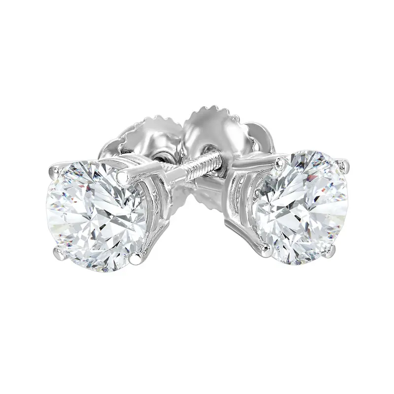 Three-Prong Lab-Grown Diamond Stud Earrings – 6.00 Carats Total Weight In White Gold 1