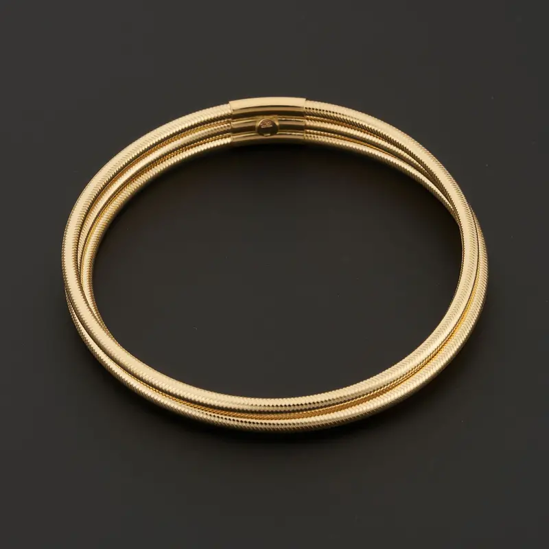 Three-Row Mesh Bangle Bracelet In 14K Yellow Gold 1