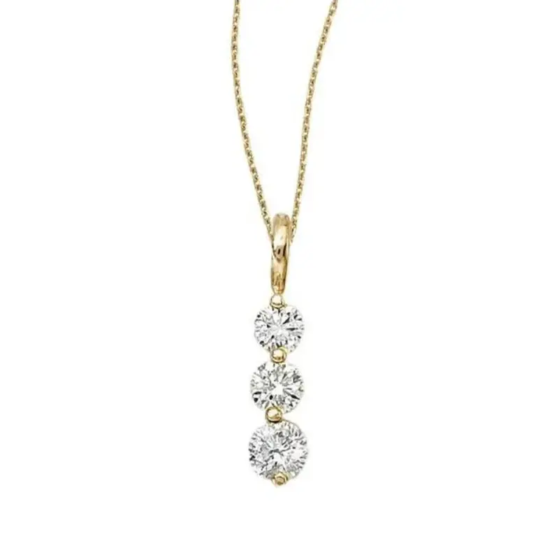 Three-Stone Diamond Pendant Necklace – 0.50 Carat Tw, G-H Color Si1-Si2 Clarity, 18" 14K Yellow Gold Chain 1