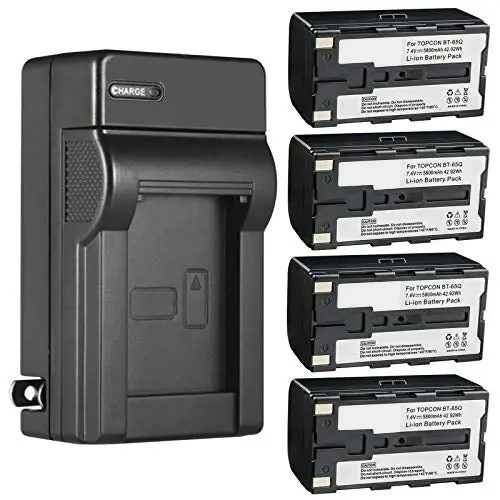 Topcon Bt-62Q Replacement Battery Pack (4-Pack) With Ac Wall Charger 1