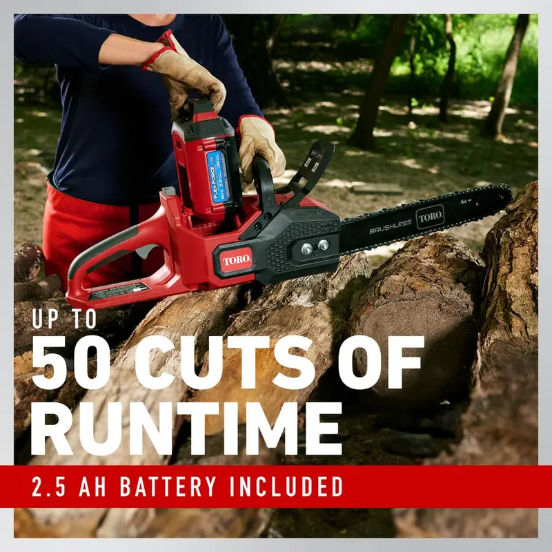 Toro 60V Max Brushless Chainsaw – 16-Inch Bar, 2.5Ah Battery Kit (Model 51850) 1
