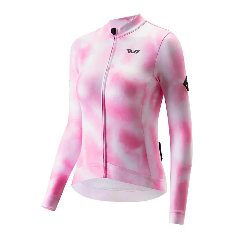 Tvi Long-Sleeve Fleece Cycling Jersey – Fantasy Pink, 41–68°F 1