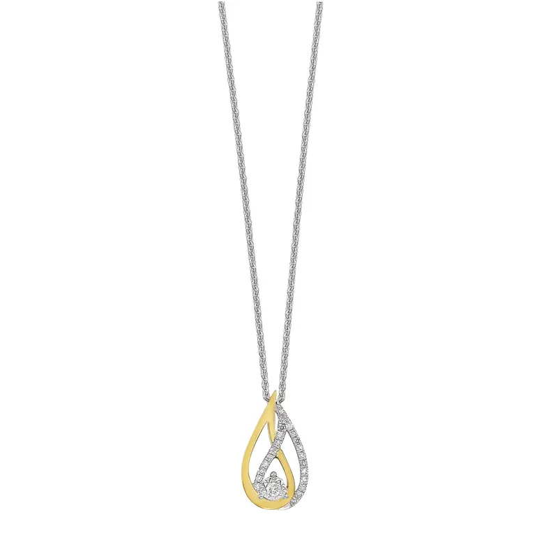 Two-Tone Diamond Leaf Pendant – Sterling Silver With Natural Diamond Detail 1